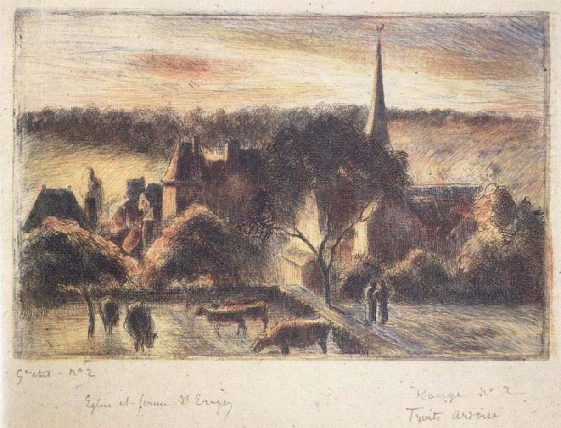Camille Pissarro Church and farm at Eragny-sur-Epte china oil painting image